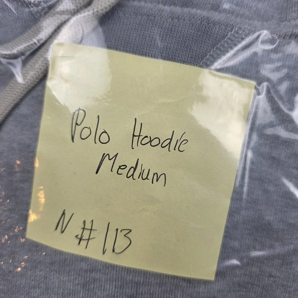 Polo Ralph Lauren Hoodie Mens Medium Gray Fleece Pullover Sweatshirt Logo